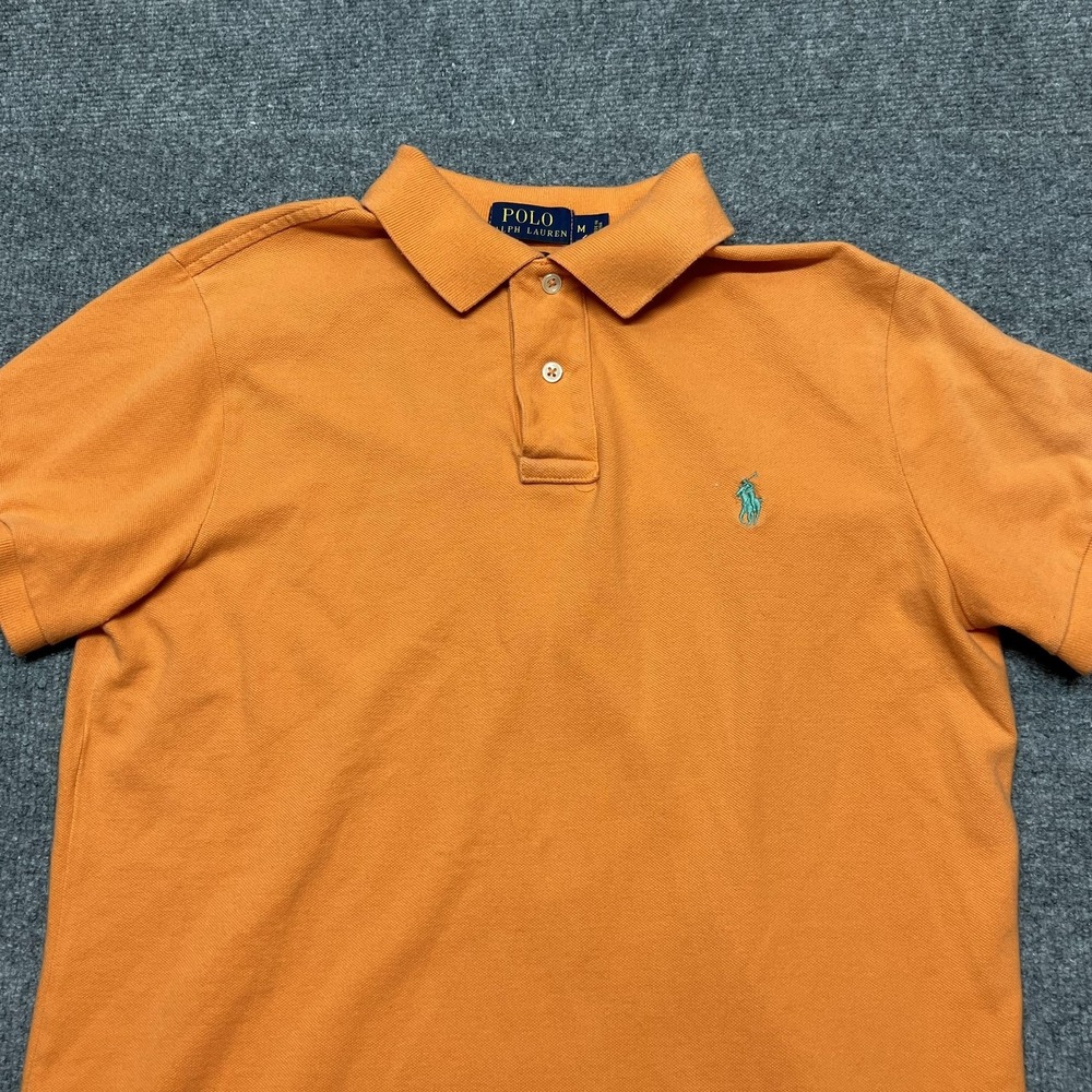 Polo Ralph Lauren Polo Shirt Mens Medium Orange Custom Fit Pony Logo Casual